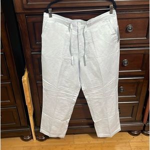 Cubavera Men’s Linen Blend Drawstring Pants, Size L, Blue